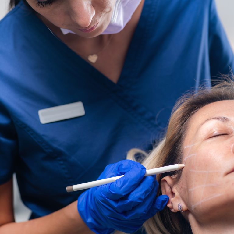 Woman Having Mesotherapy Treatment in Aesthetic Medicine Clinic